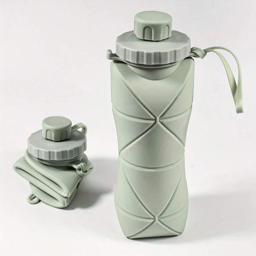 600ml 20.29oz Leakproof Foldable Water Bottle - Silicone, High-Temp Resistant, With Secure Strap For Cycling, Hiking, Gym & More - Available In Maca In Four Colors, Insulated Flas - 1個綠色折矽膠杯 - 查看 1