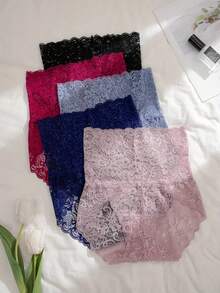 5-Pack Floral Lace High Waist Underwear Comfortable Breathable Women's Panty Set - 混合色 - 查看 7