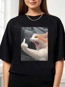 Funny  Cat Meme Shirt, Funny Cat Shirt, Gen Z Joke Shirt, Stupid Brainrot Gift, Cat Lover Gift, Funny Kitty Tee, Cool Cat Shirt - Schwarz - Übersicht 1