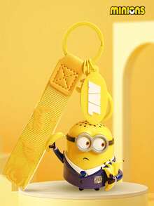 1pc Minions Cartoon Keychain Pendant, Fashionable Metal Hanging Decoration Suitable For Keys, School Stationery, Bags And Other Hanging Accessories