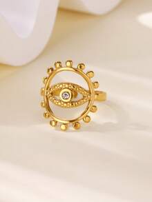 Anillos de acero inoxidable con junta de bambú para mujeres, anillo de dedo abierto chapado en oro de 18K con circonita cúbica, accesorios de joyería para fiestas de verano y vacaciones, regalos de Navidad para mejores amigas/mamá