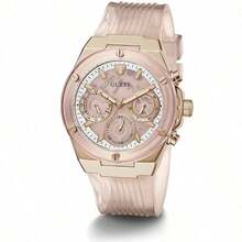 Guess 1pc Active Life Quartz Ladies Watch Pink Dial Day Of The Week 24 Hours Minute Display Summer Beach Accessory Sports And Leisure Style Fashionable Suitable For Daily Wear As A Gift For Students Returning To School GW0409L1 GW0409L3