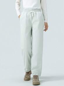 Calça de Esqui de Inverno Feminina - Calça Térmica Forrada, Acolchoada e Grossa, Calça Cargo com Bolsos Múltiplos e Bainha Ajustável com Cordão, Calça à Prova de Vento e Impermeável com Acolchoamento de Grafeno para Esqui, Esportes de Neve, Uso Casual de Final de Semana e Caminhada de Inverno