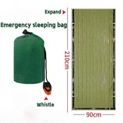 Saco de dormir de emergência para evitar o frio, saco de dormir com filme de alumínio com isolamento térmico de emergênc