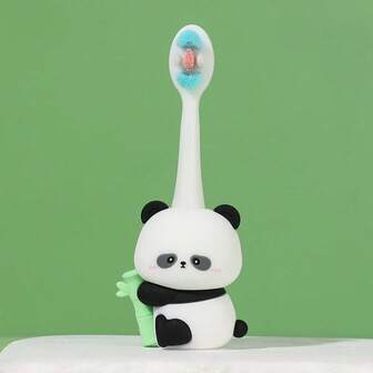 Cepillo de dientes suave para niños, diseño adorable de animales de dibujos animados, mango de goma suave, protege la salud oral, limpieza suave, diseño ergonómico, adecuado para uso diario en el hogar de los niños, adorable cepillo de dientes para bebés