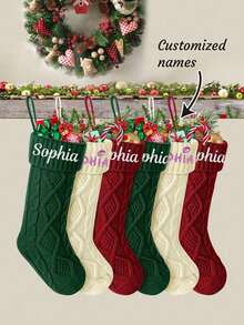 One Personalized Christmas Stocking With Name, Custom Christmas Stocking, Home Christmas Decoration, Christmas Family Gift, Versatile, Durable, Decorative, Exquisite And Lovely, Colorful, Customizable, Personalized, Unique, Personalized Christmas Gift,Christmas Gift Supplies - Multicolor - View 1