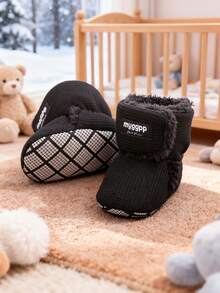 Fleece Infant Booties, Warm Cozy Infant Slippers, Stay On Sock Shoes, Easy To Put On, Unisex Infant Gifts, Soft Non-Slip Adjustable Newborn Boots For Boys And Girls