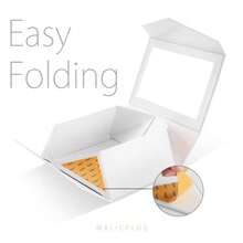 MALICPLUS 5 White Gift Boxes With Window 22.86x16.5x9.6 CM Clear Gift Boxes For Present Contains Ribbon Card Bridesmaid Proposal Boxes Gift Boxes With Magnetic Lid Glossy White