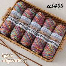 5团/包羊驼毛渐变色纱线，500克高品质多色混纺纱线球，手工DIY材料，适合秋冬季男女时尚礼品，可编织毛衣、围巾、帽子、开衫、手套、打底裤和护膝 - 多种颜色可选 - 彩色羊駝絨 - 查看 18
