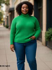 Women's Cacharrel PLUS SIZE Blouse LA High Neck And Long Sleeves - 軍綠色 - 查看 2