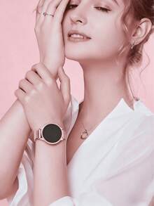 18mm, 20mm, 22mm Metal Watch Bands Compatible With Venu 3S / Venu 4 41mm / Venu 2S / Vivoactive 4S / Vivomove 3S / Forerunner 255s/265s, Quick Release Stainless Steel Metal Replacement Strap For Women And Men - Rose Powder - View 3