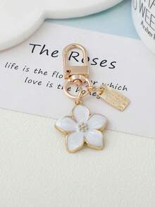 1pc Alloy Sakura Flower Keychain, Lightweight & Elegant Sakura Design With Card Holder, Suitable For Bag Charm, Car Key Chain, Couples/Birthday/Holiday Gift, Christmas Gift, Wallet Decor And Chain, Bag Accessory