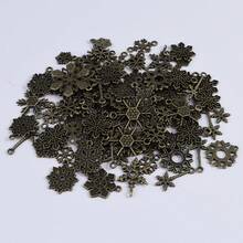 20pcs Christmas Alloy Snowflake Pendants, Gold, Silver, Antique Green Snowflake Styles, DIY Jewelry Charms, Bracelet, Earring Craft Making - Multicolor - View 8