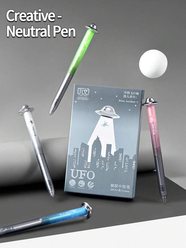 1 Stück 0,5mm fliegende Untertasse Twist Drehplanet Stressabbau kreative Rotation neutrale Kugelschreiber, sehr attraktiv, schnell trocknend, geeignet für Studenten