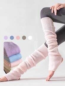 1/2/3 Pairs Women/Men Colorful Long Knee Warmers, Autumn/Winter Leg Warmers For Sports, Yoga, Pilates, Prevent Cold Legs, Cozy - Multicolor - View 3