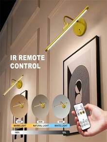 1pc Wall Lamp, Photo Light, With Remote Control, Rechargeable, Three Color Adjustable, Touch, Magnetic Installation, Vanity Light, Angle Adjustable(1800mAh) - Three Colors Of Light - View 8