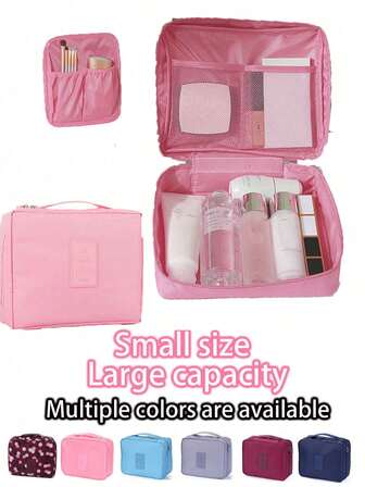 1pc Multi-Functional Travel Toiletry Bag, Portable Makeup Organizer Bag With Multiple Layers For Makeup Brushes, Cosmetics, Perfume, Skincare, Digital Accessories, Great Gift For Mother's Day, Christmas, Valentine's Day