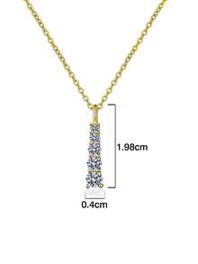 1pc Minimalist 925 Sterling Silver Moissanite Diamond Necklace, Suitable For Women's Daily Wear, Party, Commute, Valentine's Day, Christmas, Mother's Day Jewelry Gift