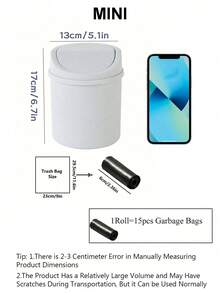 1個迷你桌面垃圾桶附蓋，塑膠桌面廢物籃，翻蓋設計，防止異味洩漏，適合存放水果皮，適用於浴室、居家裝飾、咖啡桌、辦公室、客廳、書房、返校季 - 彩色 - 查看 11