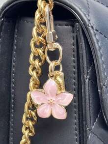 1pc Alloy Sakura Flower Keychain, Lightweight & Elegant Sakura Design With Card Holder, Suitable For Bag Charm, Car Key Chain, Couples/Birthday/Holiday Gift, Christmas Gift, Wallet Decor And Chain, Bag Accessory