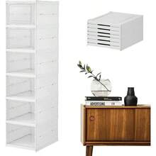 Zapatero con Cubierta, 6 Niveles Armario de Almacenamiento de Zapatos, Cajas de Almacenamiento de Zapatos, Para Almacenar y Guardar los Zapatos, Organizador1 columna