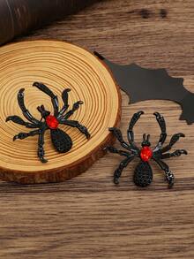 1 par de pendientes de botón con diseño de araña de estilo gótico de la serie oscura, accesorios de Halloween personalizados y exagerados, adecuados para hombres y mujeres, para uso diario, fiestas y eventos