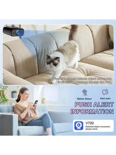 1pc Mini Wireless Slimme Camera, Home Security Camera WiFi, Motion Detection, Not Waterproof, Can View Real Time Via Remote App Monitor, Nanny Cam, Indoor Surveillance Outdoor view 7