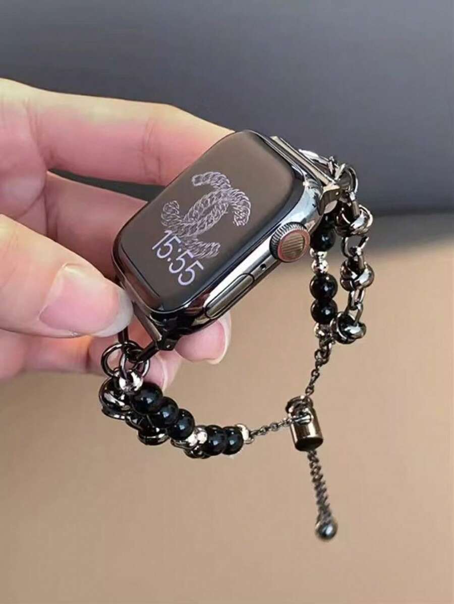 Cadena con adorno de perlas para la correa del , compatible con múltiples series de (10/9/8/7/6/5/4/3/2/1/ SE Ultra) y tamaños (38 - 40-41-42-44-45-46-49mm), correa de mujer inspirada en el estilo bohemio, brazalete decorado con encanto, ideal para agregar un toque de moda a su smartwatch
