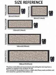 1pc Silica Gel Kitchen Mat With Plant & Floral Pattern, White Leaves & Flowers Decor On Light Gray Background, Elegant & Chic, Cushioned Anti-Fatigue Kitchen Carpet