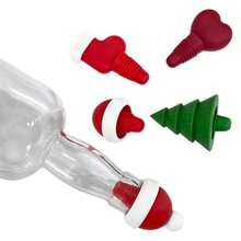 1pc Christmas Party Silicone Wine Stopper With Santa Hat, Red Wine Bottle Stopper, Holiday Gift, Creative Wine Preserver
