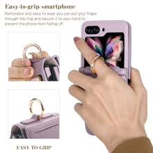 1pc L-Shaped Zipper Folding Screen Phone Case, Suitable For Galaxy Z Flip4 5G, With Ring, Neck Strap, Crossbody, Shoulder Strap, Fashionable, Lightweight, Thin, Foldable, Rear Card Slot, Coin Purse, Cute, Smartphone Protective Case, Adjustable Strap, Shock-Proof, Anti-Drop