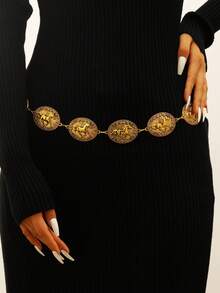 1 chiếc dây thắt lưng nữ, dây thắt lưng cô dâu, vòng tròn hình học phong cách Bohemian sáng bóng thanh lịch, họa tiết rỗng, ghép hình trái tim, dây thắt lưng tròn dập nổi, phù hợp cho váy, đầm, đám cưới, tiệc tùng, kỳ nghỉ, lễ hội, mùa thu/mọi mùa, Giáng sinh, năm mới, quà tặng. - Vàng - Xem 8