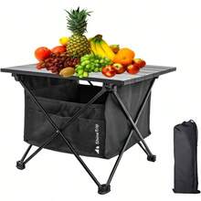 Mesa de Camping Plegable Porttil, Mesa de Playa, Ligero con Bolsa de Almacenamiento, con Cubierta Antideslizante, para Exteriores, Playa, Picnic, Senderismo, Pesca, Negro 35 * 41 * 30cm - Pequeño - Ver 2