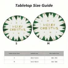 1/36pcs Christmas Tree Round Elastic Tablecloth, Holiday Christmas Design, Durable Polyester Material, Easy To Wipe, Suitable For Indoor/Outdoor Picnic, Camping, Holiday Dinner (Fits Standard Size Tables), Christmas Tablecloth, Picnic Tablecloth, Holiday Dining Decor - Multicolor 06 - View 6