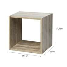 ZYLX SHOPPING – Estantería Cubo de Pared 34,4*32*34,4 cm | Blanca o Roble | Modular y Decorativa - Roble - Ver 2