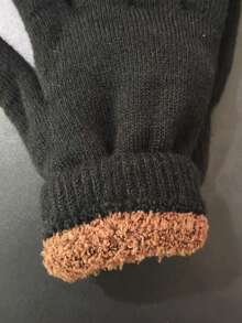 1/2pcs Winter Warm Gloves, Cold-Proof Knitted Knitted Fingerless Gloves With Lining (Lining Color Random) - Black - View 6