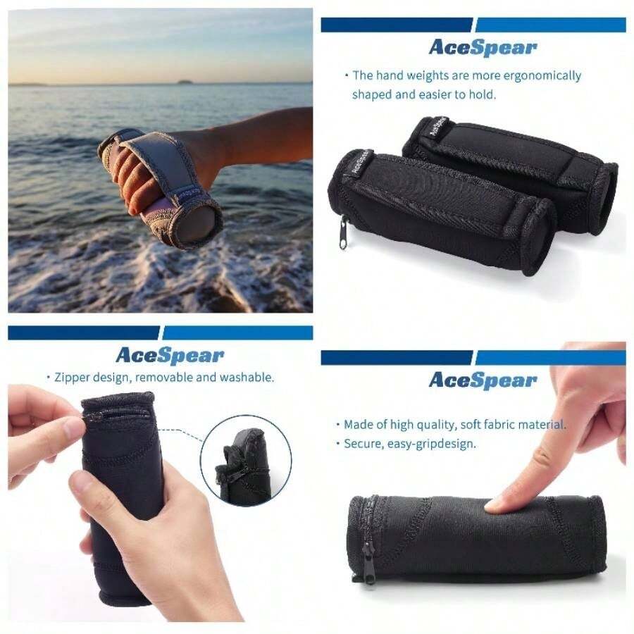 - Pesas de mano para mujeres y hombres, 1 libra, 2 libras, 3 libras, 4 libras, mancuernas suaves de 2, peso desmontable para caminar, para aerbic, trotar, correr - 2 libras x 2 + Negro - - Ver 1