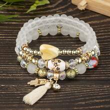 3 件优雅浪漫水晶心形设计复古手链，适合女性日常佩戴，情人节、约会、节日送给女友/妻子的礼物 - 粉色 - 查看 9