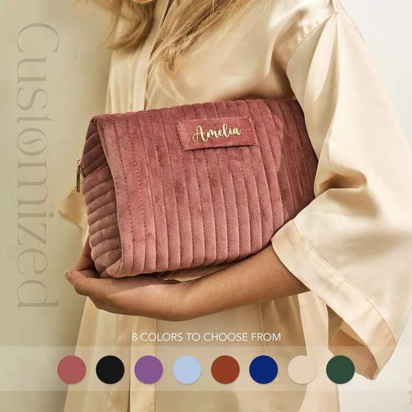 1 pezzo Borsa cosmetica personalizzata con nome, regalo personalizzato per damigella d'onore, regalo di matrimonio, borsa da toilette da viaggio, borsa cosmetica, regalo di compleanno per lei, regalo per la festa della mamma