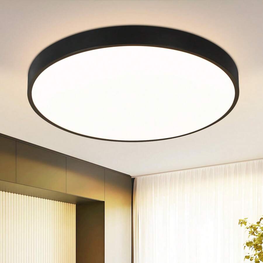 homefire Ceiling Lamp LED Ceiling Light Flat - 21CM Black Hallway Lamp Ceiling 12W Round Kitchen Lamp IP44 Waterproof Bathroom Lamp 3000K Warm White Modern Bedroom Lamp For Hallway Kitchen Bathroom Balcony - 21cm-3000k - 查看 1