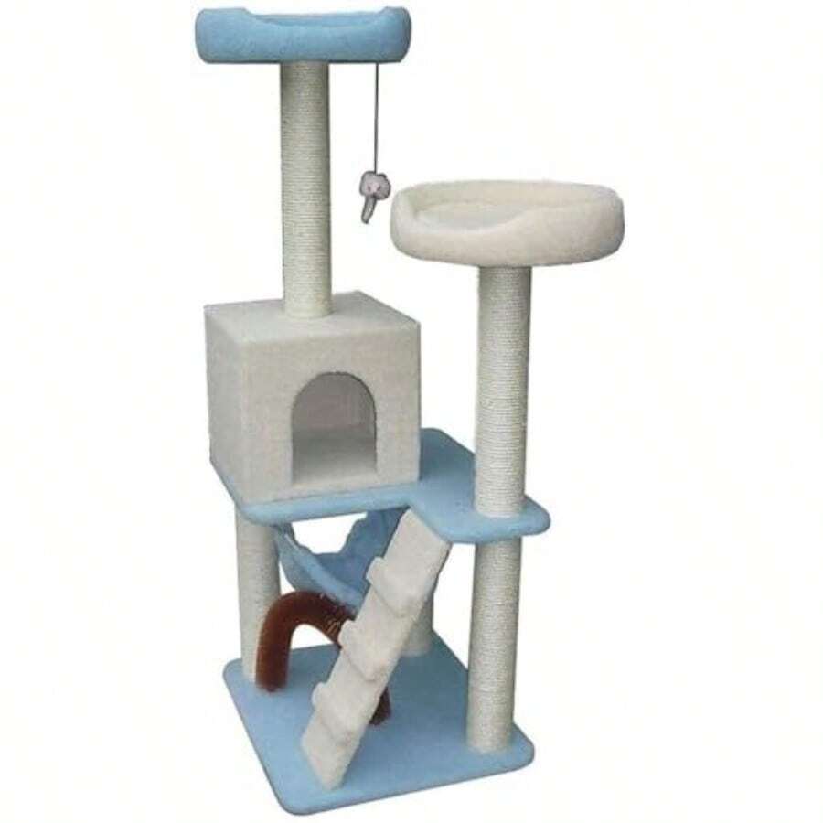 ROSPFKELSC Cat Tree Scratching Post Tower Wooden Cat Platform with Toy Large Luxury Cat Nest Scratch Board and Climbing Frame for Cats - Un color - Ver 1