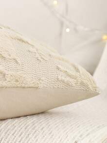 1pc Christmas Decorative Pillow Cover, Plush Quilted Embroidered Reindeer Design, Suitable For Winter Farmhouse, Living Room, Bedroom, Holiday - Beige - View 5