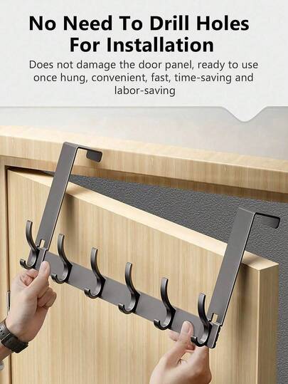 Over The Door Hooks, Sturdy Door Hanger, Large Over The Door Towel Rack With 5-8 Hooks, Heavy Duty Easy To Install, For Bathroom, Bedroom,Kitchen,Coat Robe Hat Clothe Towels Hanging, Bathroom Organizer ,Towels Hanging Without Drilling, Coat Rack Hat Rack