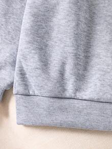 Áo nỉ trùm đầu dài tay màu trơn thường ngày cho bé gái, lót nhiệt, thu/đông - Xám - Xem 4