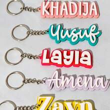 1 pieza Llavero personalizado de acrílico con nombre y flor de colores, recuerdos de fiesta de cumpleaños, regalo personalizado para la niña de las flores, etiqueta de mochila con nombre para niña, dijes de a juego, etiqueta de bolso de acrílico - Llavero de acero + anilla de cadena de 4 eslabones - Ver 7