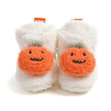 Infant Halloween Pumpkin Newborn Infant Infant Girls Boys Warm Fleece Winter Booties First Walkers Slippers Shoes