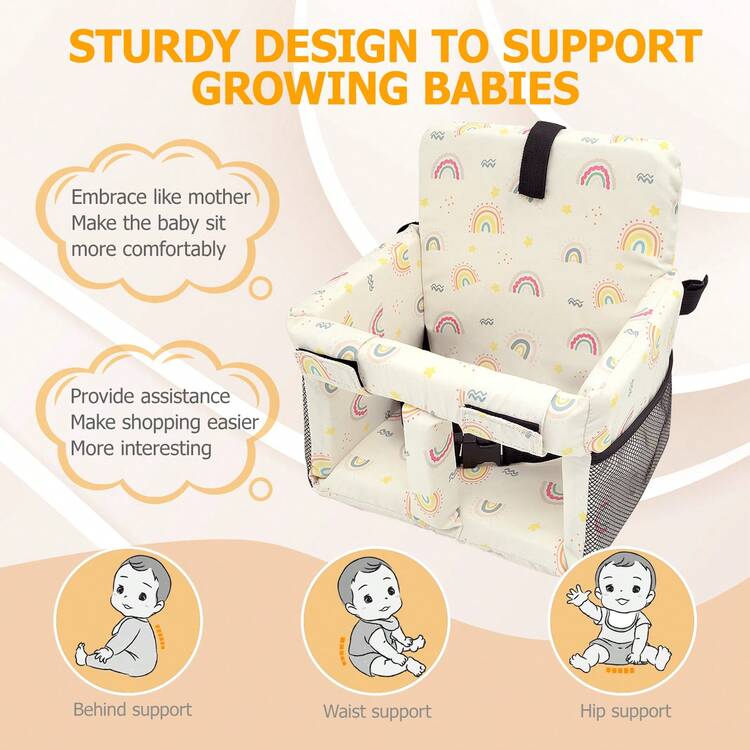 1pc Children Shopping Cart/High Chair/Dining Chair Cushion, Soft & Comfortable, Portable Multi-Function Kids Seat Pad - Multicolor - View 9