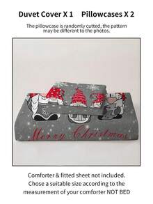 2/3pcs Christmas Gnome Cartoon Bed Comforter Set, Duvet Cover Bed Sheets Set -Bedding Set, With 1 Duvet Cover And 1-2 Pillowcases, King-Size Bedspread, Soft Skin-Friendly Polyester, Machine Washable, Dry Clean,Suitable For Room/Bedroom/Home Decoration.