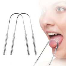 1/2/6pcs Stainless Steel Tongue Cleaning Tongue Scraper Reusable Tongue Coating Cleaning Scraper Silvery U Shaped Tongue - Silver - View 6