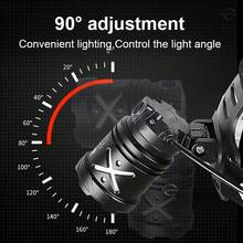 100000LM XHP90 LED Powerful Headlamp Super Bright Camping Head Flashlight Rechargeable Led Headlight Waterproof Headlamp Use 15h Hunting Lantern - Black - View 7